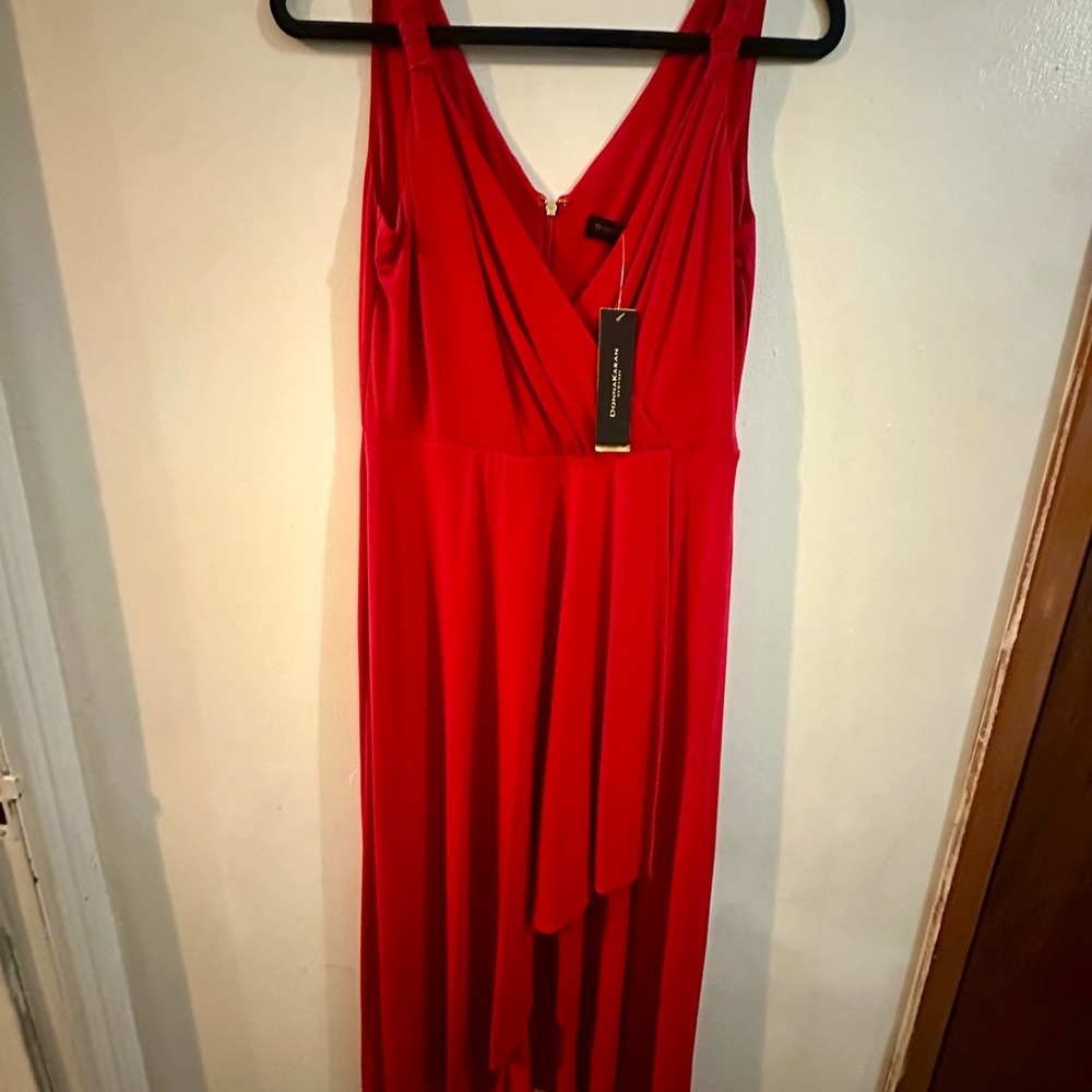 Donna Karan Vibrant Red Asymmetrical Dress NWT